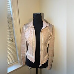 Blanc Noir Pink Zip-Up Leather Jacket | Size XS